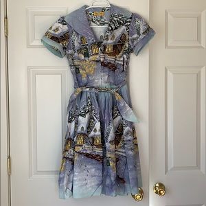 Bernie Dexter winter scene dress sz small EUC